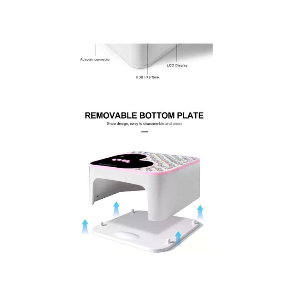 GENERICO - Lámpara Uv Led 288w Profesional Con Base Removible Para Mano BLANCO