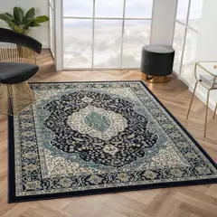 GENERICO - Alfombra Clásica Origen Turca Tipo Persa 120 x 180 Azul Acero 1