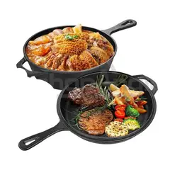 GENERICO - Sartenes De Hierro Fundido Gruesa Doble Uso 26cm