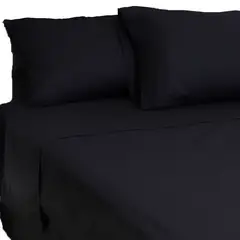 KEYHOME - Sabana Unicolor 1 Plaza 144 Hilos - Color Negro