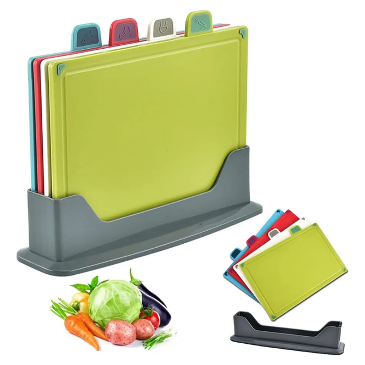 GENERICO - Tablas Para Picar Utensilio Cocina Con Base Colores 4 Piezas