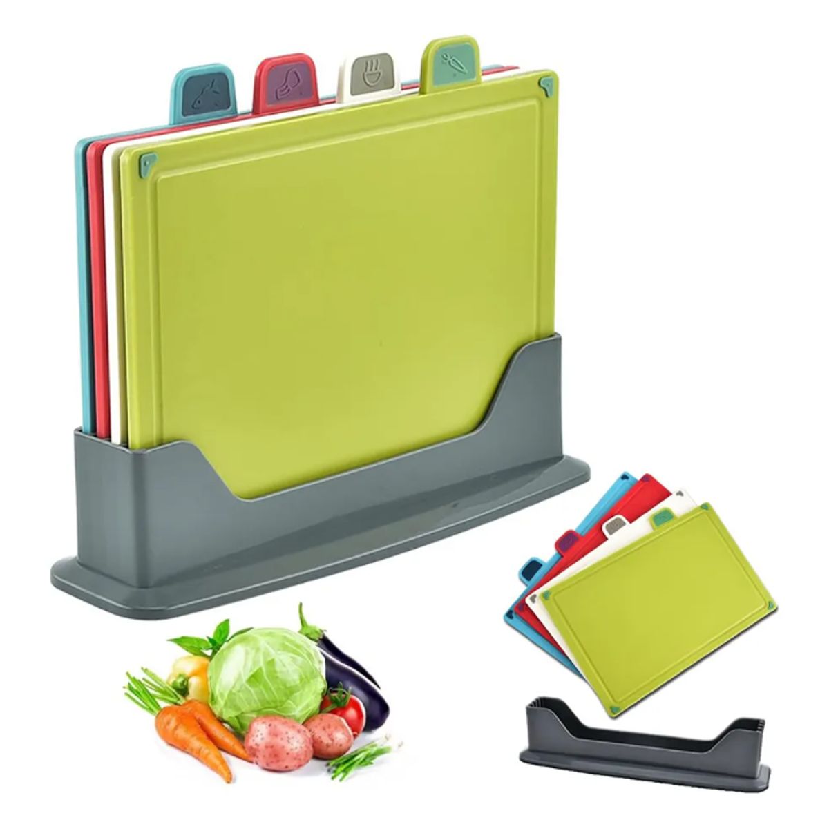 GENERICO - Tablas Para Picar Utensilio Cocina Con Base Colores 4 Piezas