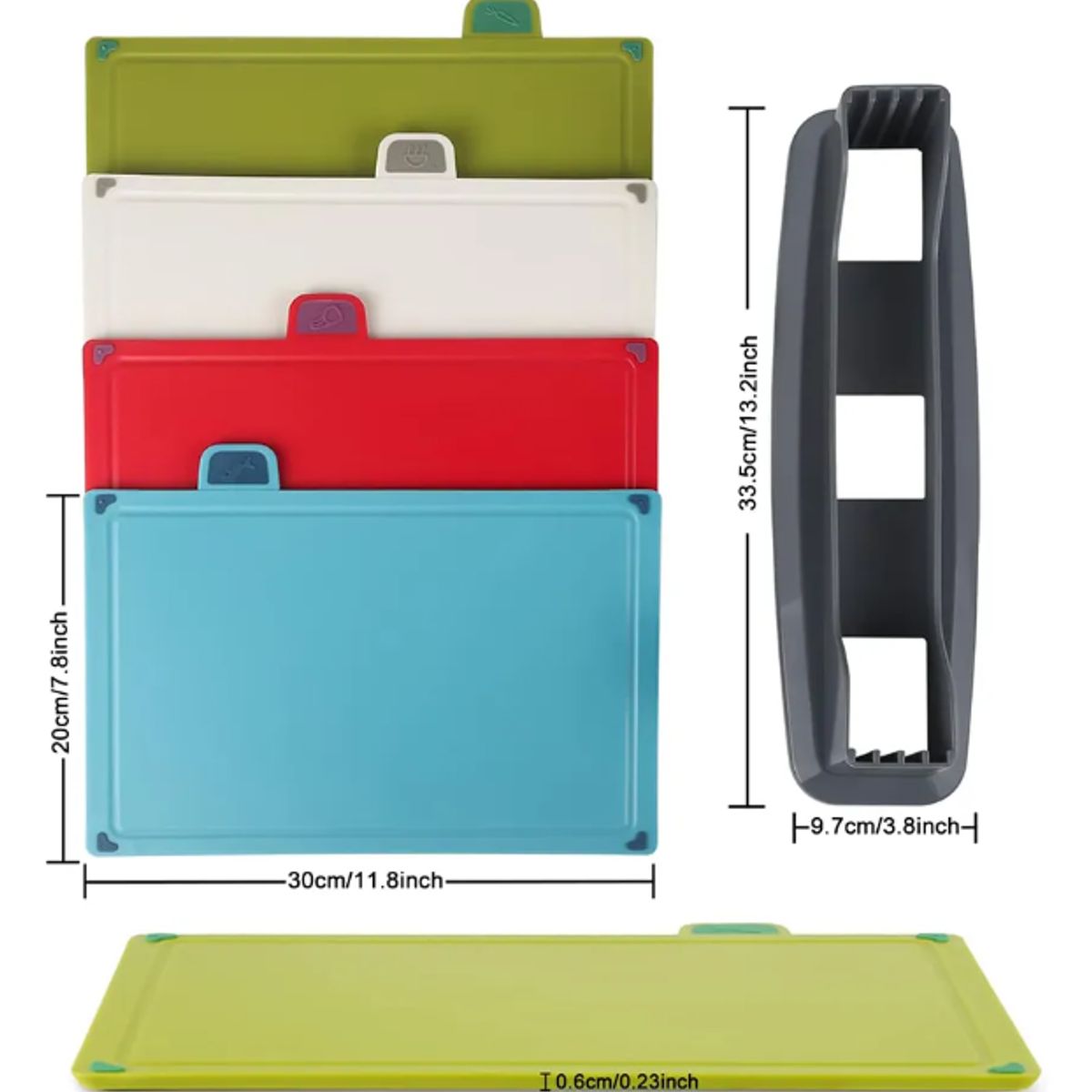 GENERICO - Tablas Para Picar Utensilio Cocina Con Base Colores 4 Piezas