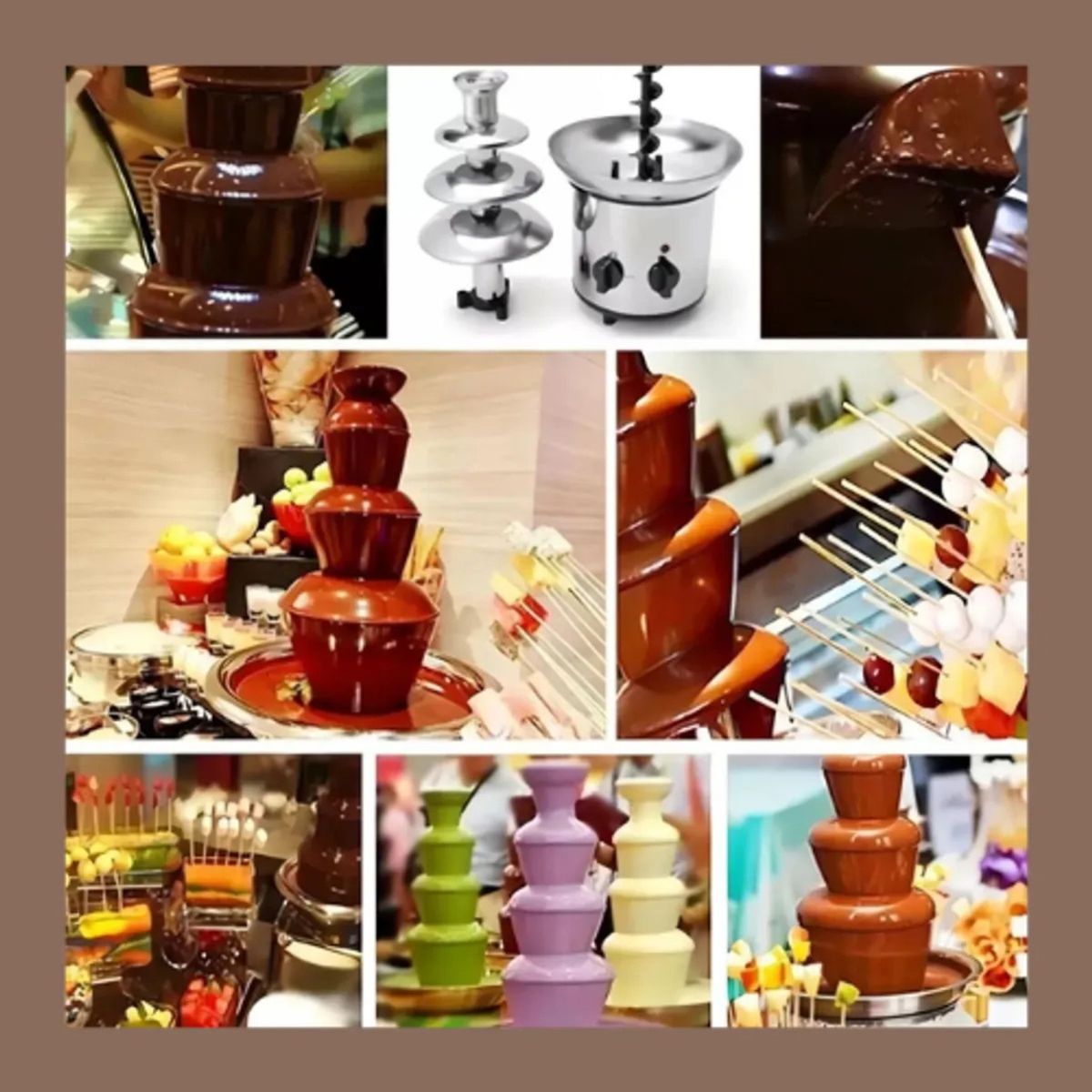 MOVI - Cascada Fuente Chocolate Fondue 4 Niveles Acero Inoxidable