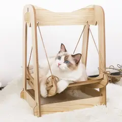 HOOPET - Cama Colgante Columpio Relajante De Madera Para Mascotas Pequeñas
