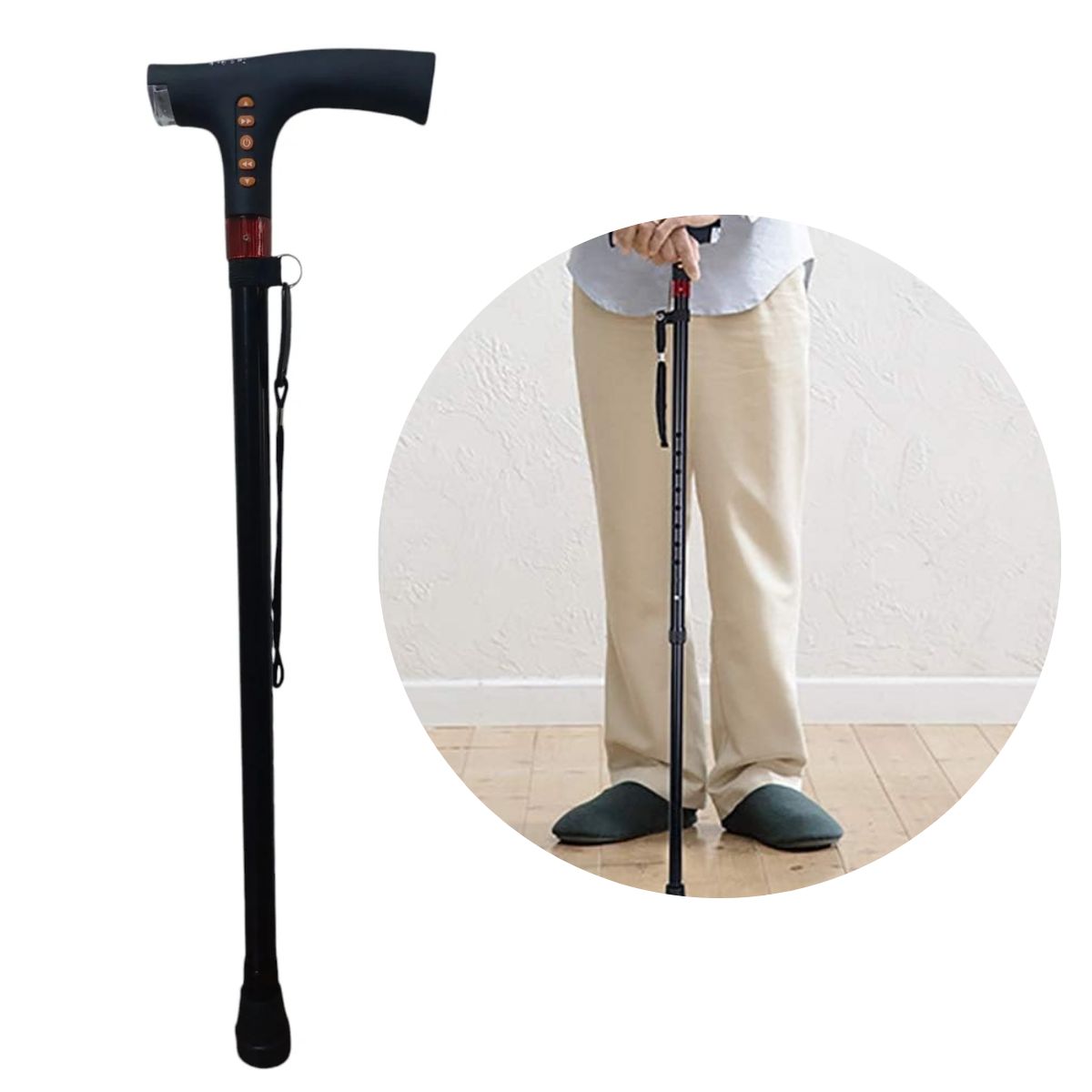 GENERICO - Bastón Para Adulto Mayor Con Radio Fm Y Linterna Integrada