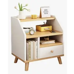 GENERICO - Velador Living Mesa De Noche 1 Cajon 40x30x53cm Mdf Blanco Mate Blanco Mate Blanco