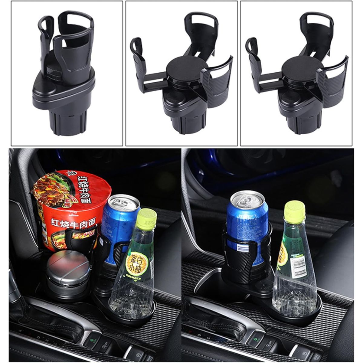 GENERICO - Portavasos Auto Multifuncional Doble Ajustable Rotación 360
