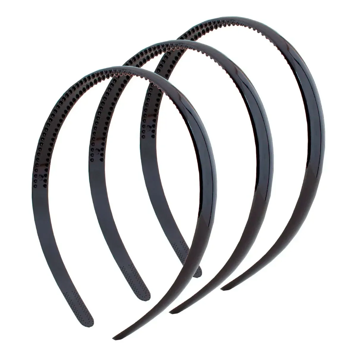 BIJOUTERIA LB20 SPA - Set De 3 Cintillo Liso + 12 Colets Para El Pelo - Negro