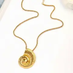 GENERICO - Collar Caracol Marino Dorado 60cm - Acero Bañado en Oro Mujer Antialérgico