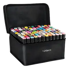 GENERICO - Set de 120 marcadores plumones de colores doble punta
