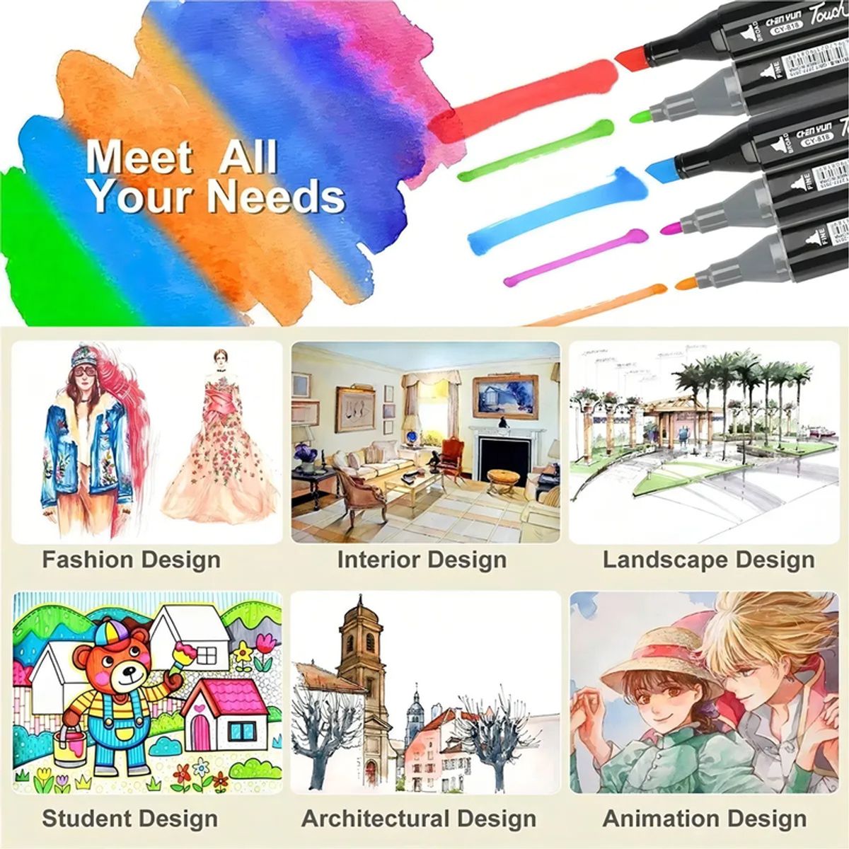 GENERICO - set de  120 marcadores plumones de colores doble punta