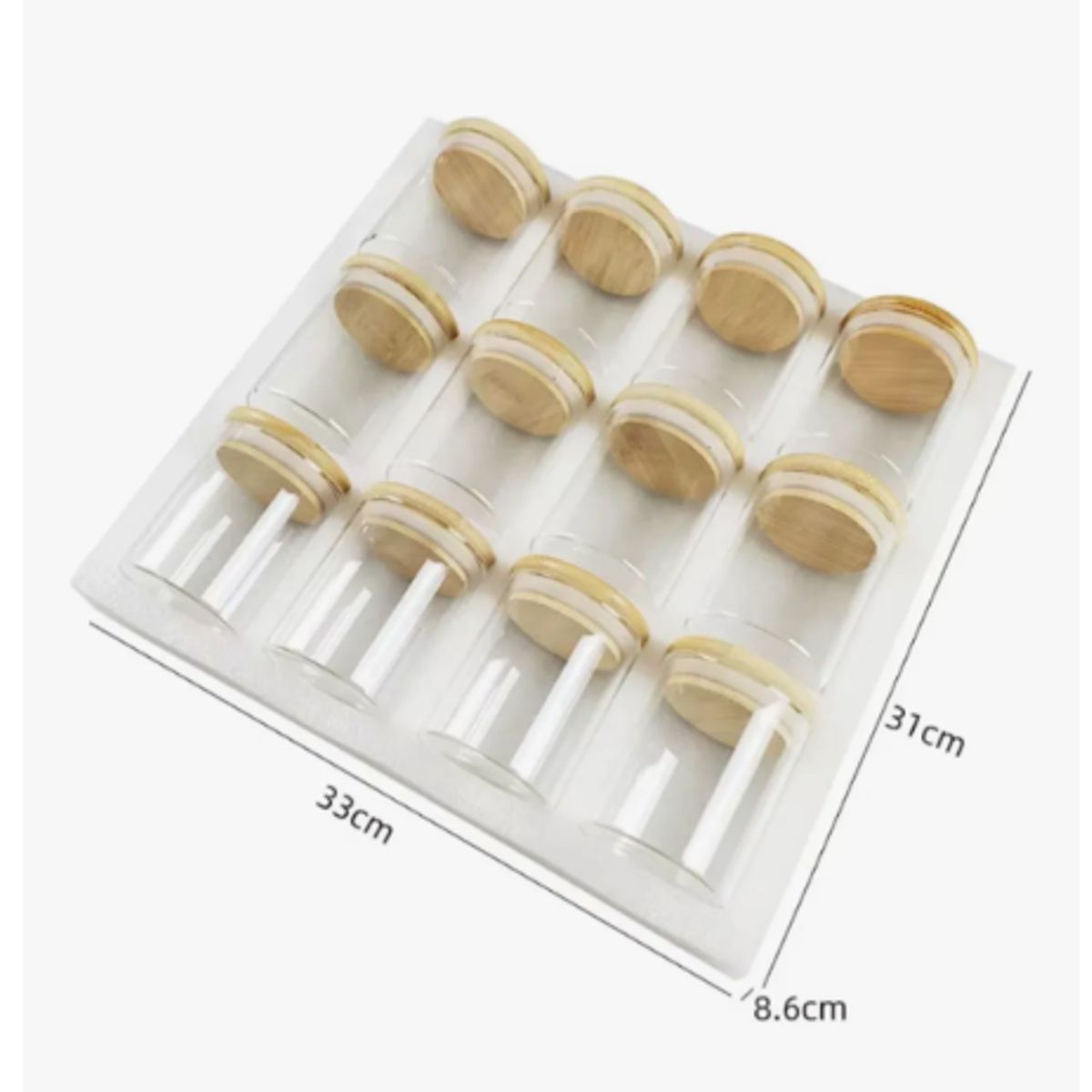 GENERICO - Pack 12 Frascos Vidrios Hermetico Tapa De Bambu 150ml Transparente