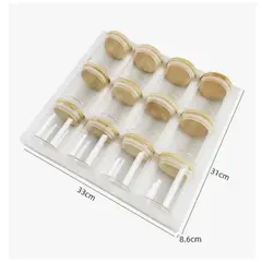 GENERICO - Pack 12 Frascos Vidrios Hermetico Tapa De Bambu 150ml Transparente