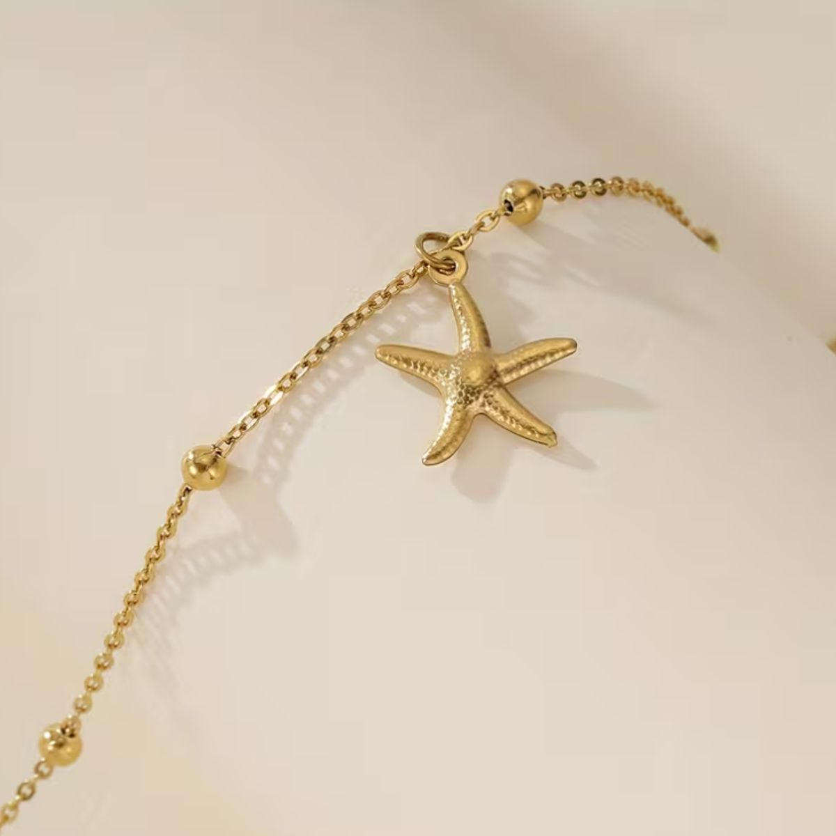 GENERICO - Tobillera Estrella de Mar Dorada Acero Inoxidable - Pulsera Tobillo Mujer Playera