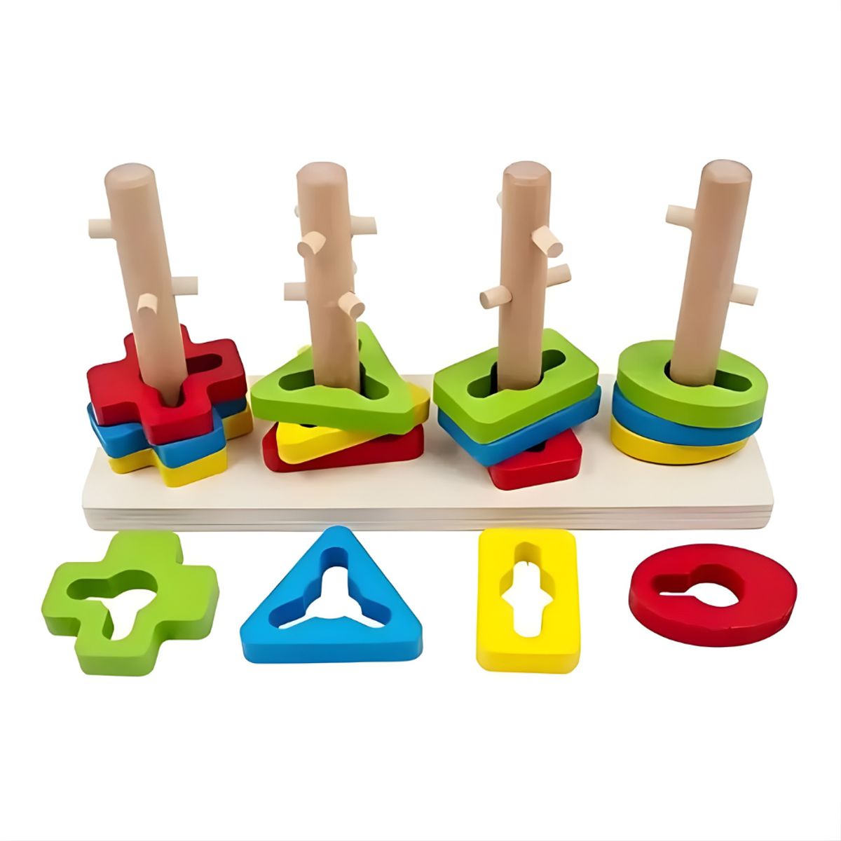 ABCLEAN - Torre de Encaje Dificultad Montessori de Madera Educativo