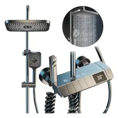 GENERICO - Columna Ducha Grafito 4 Modos con Soporte Bidet y Ducha Mano