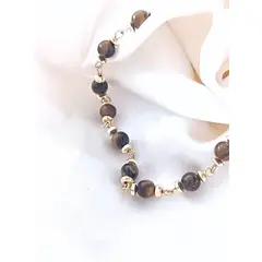 GENERICO - Pulsera de piedra Ojo de Tigre Fuerza & Confianza