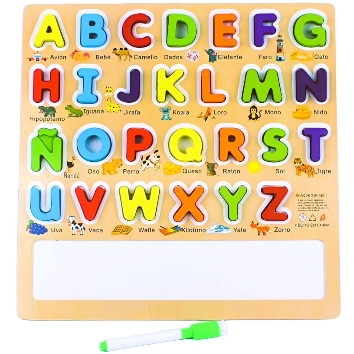 ABC - Letras con Pizarra Montessori de Madera Abecedario