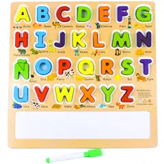 ABC - Letras con Pizarra Montessori de Madera Abecedario