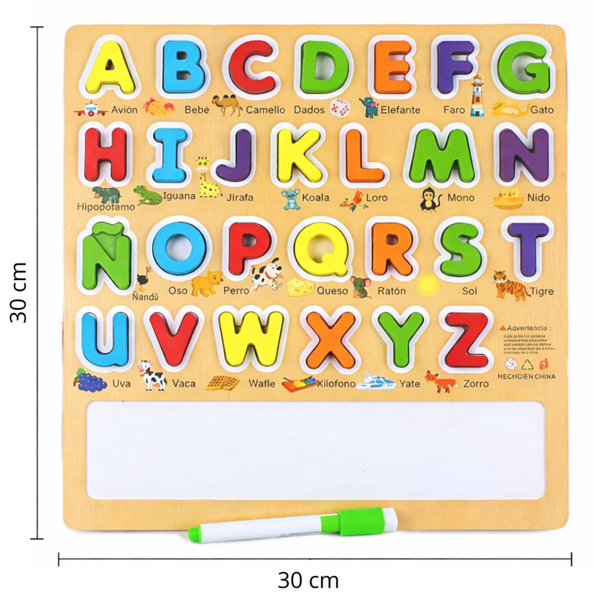 ABC - Letras con Pizarra Montessori de Madera Abecedario