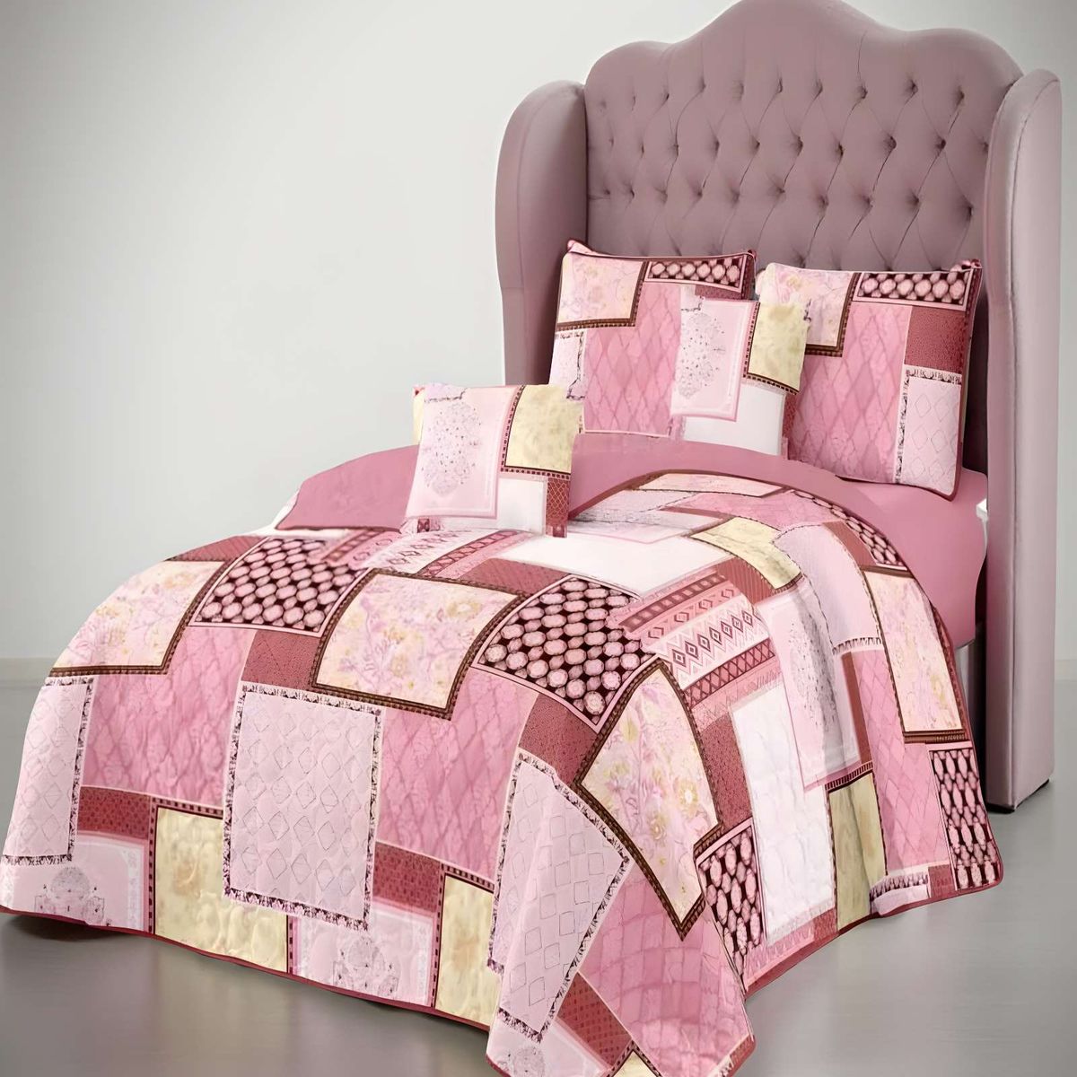 GENERICO - CUBRECAMA CON DISEÑOS  KING 250 X 270 CM + 2 ALMOHADAS P12