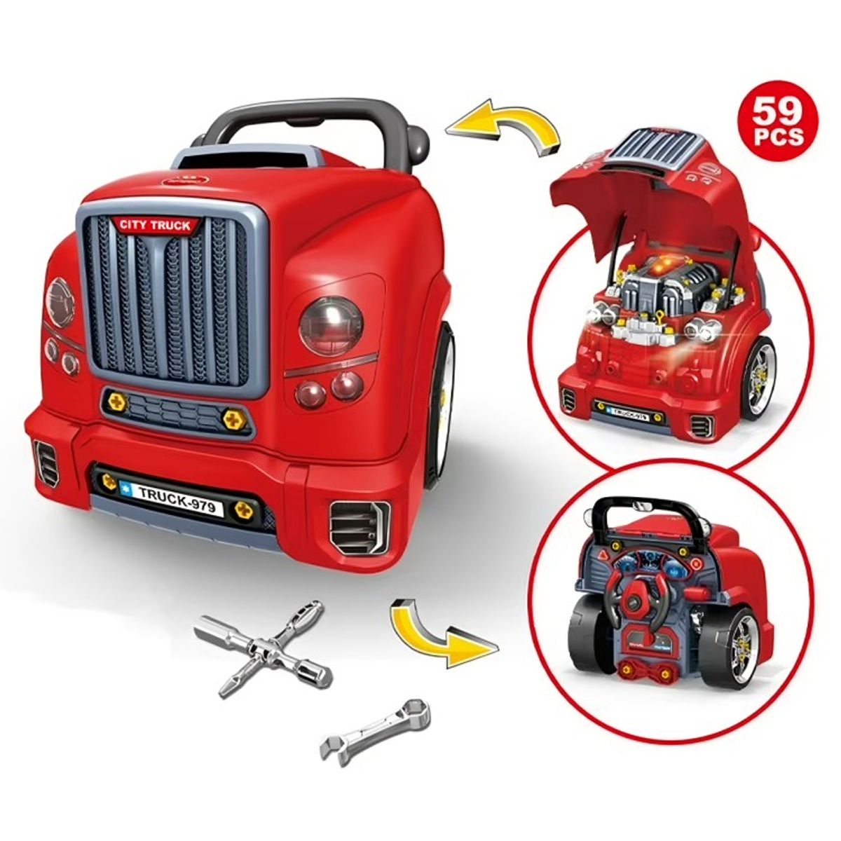 GENERICO - Camion Taller Mecanico Chico Rojo