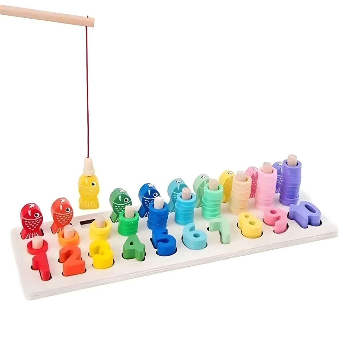 ABC - Ábaco con Pesca Montessori de Madera Juego Educativo
