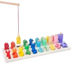 ABC - Ábaco con Pesca Montessori de Madera Juego Educativo