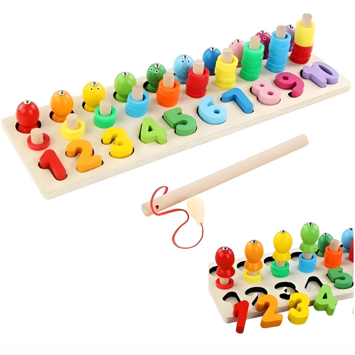 ABC - Ábaco con Pesca Montessori de Madera Juego Educativo