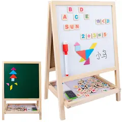 ABC - Pizarra Magnética 2 en 1 Montessori de Madera Tiza y Plumon