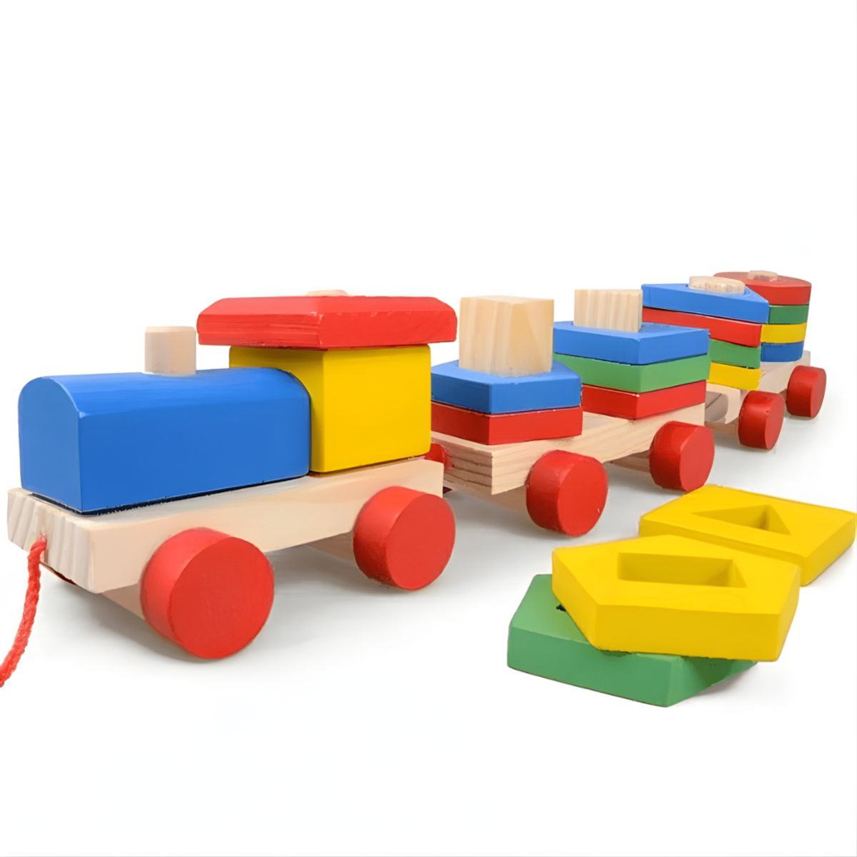 ABC - Tren de Encaje Montessori de Madera con 3 Coches Educativo