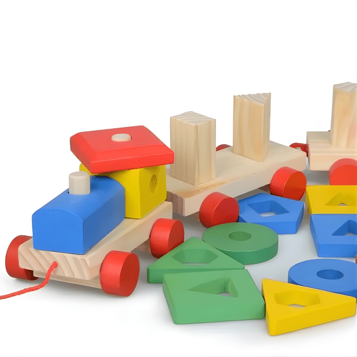 ABC - Tren de Encaje Montessori de Madera con 3 Coches Educativo