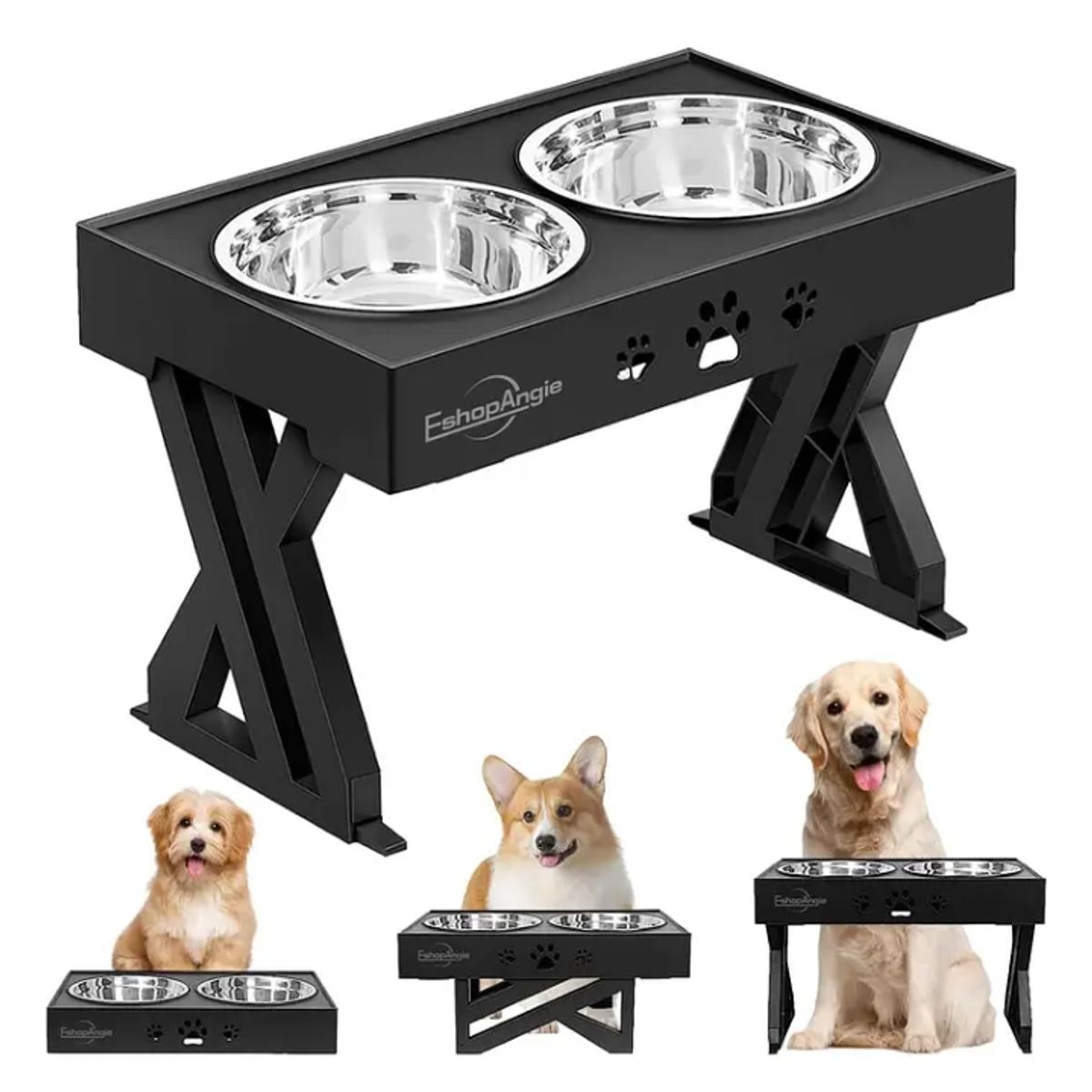 GENERICO - Comedero-bebedero Para Perros Altura Ajustable - Plato Acero