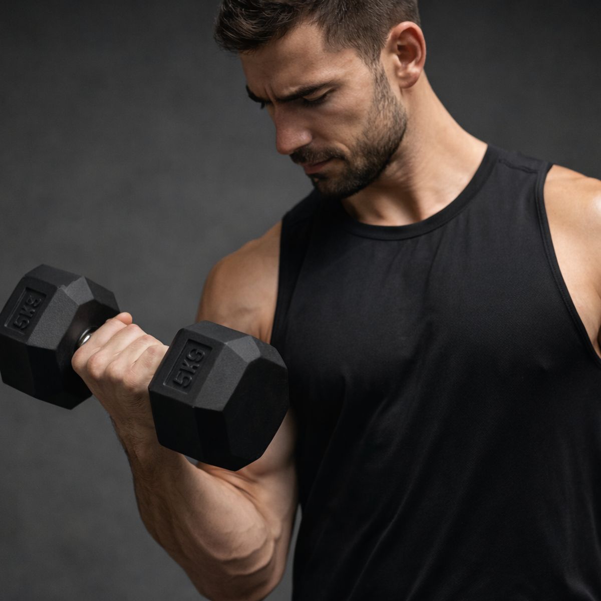 GENERICO - Set 2 Mancuernas Hexagonales Fijas de Goma 5 kg  Negra– Entrenamiento Funcional y de Fuerza.