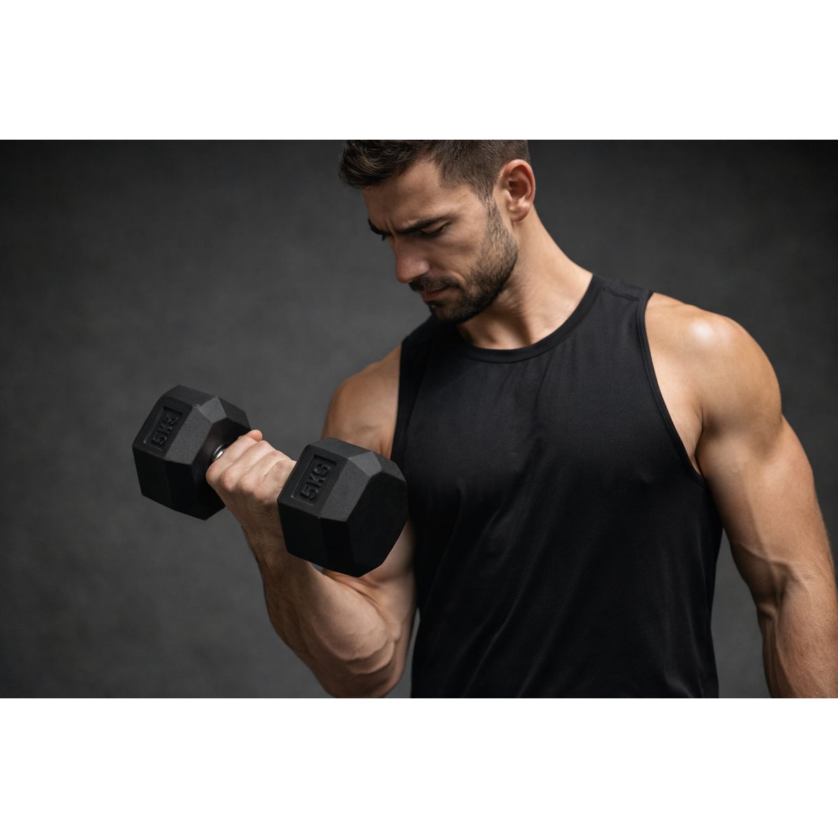 GENERICO - Set 2 Mancuernas Hexagonales Fijas de Goma 5 kg  Negra– Entrenamiento Funcional y de Fuerza.