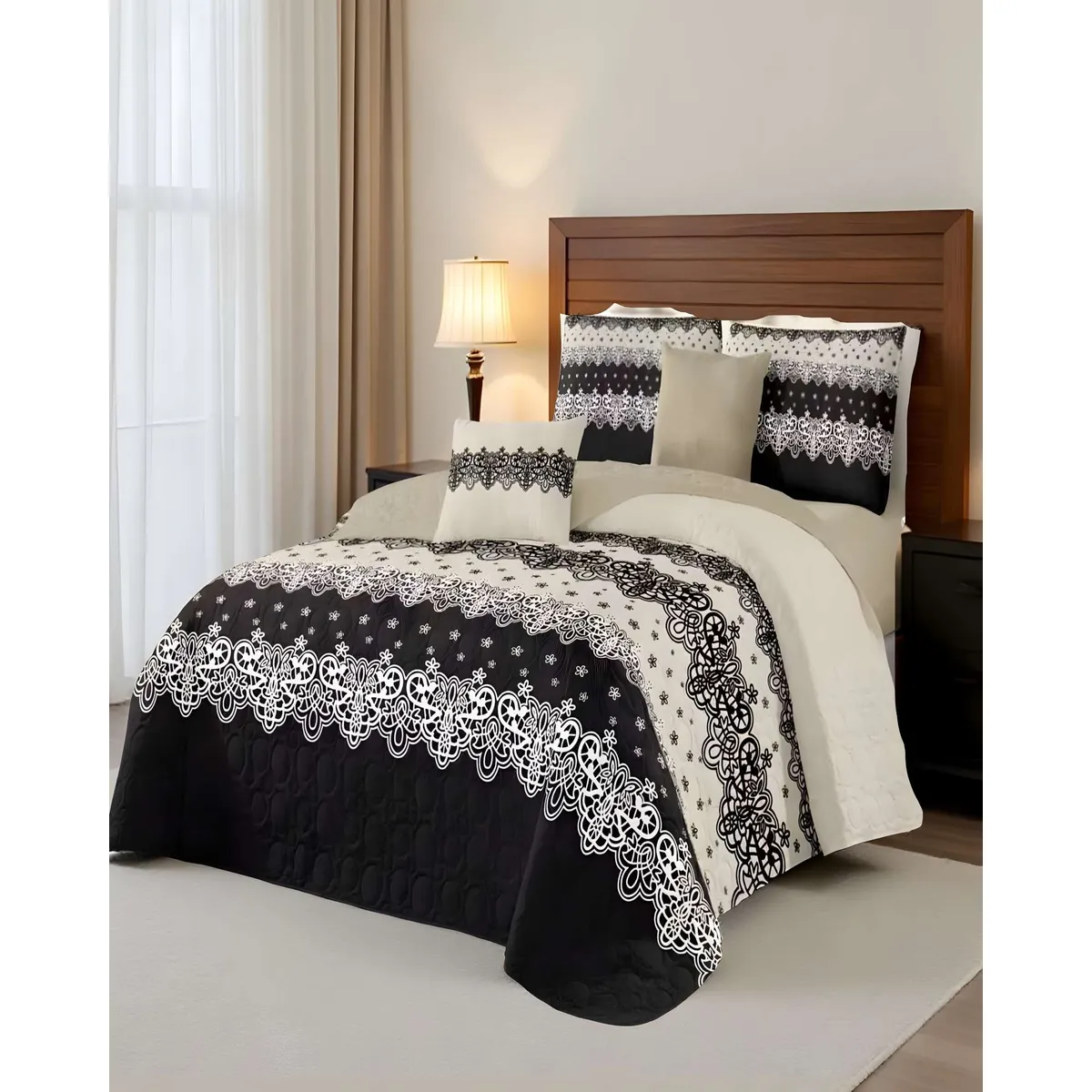 GENERICO - CUBRECAMA CON DISEÑOS  KING 250 X 270 CM + 2 ALMOHADAS P04