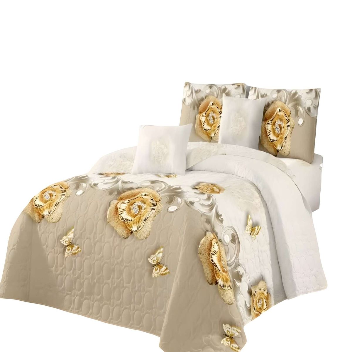 GENERICO - CUBRECAMA CON DISEÑOS  KING 250 X 270 CM + 2 ALMOHADAS P06