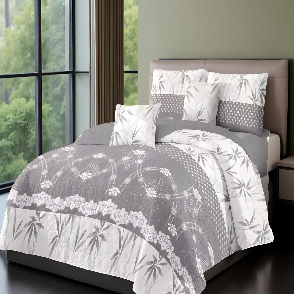 GENERICO - CUBRECAMA CON DISEÑOS  KING 250 X 270 CM + 2 ALMOHADAS P15.
