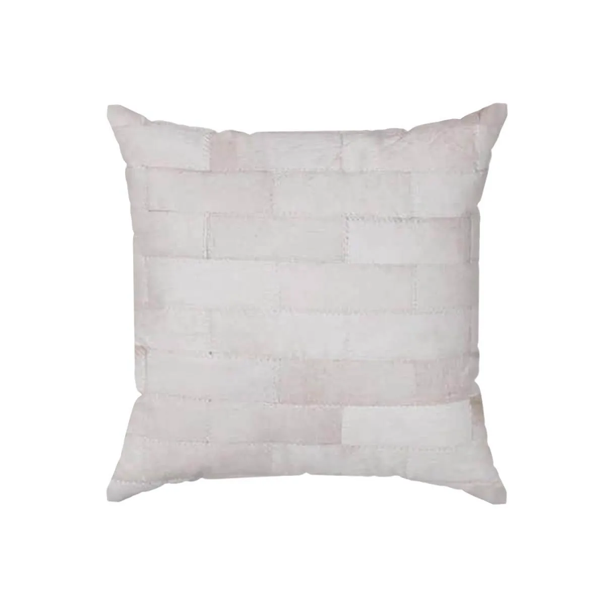 GENERICO - Cojín Decorativo de Cuero Vacuno 50 x 50 cm Cortes Blanco