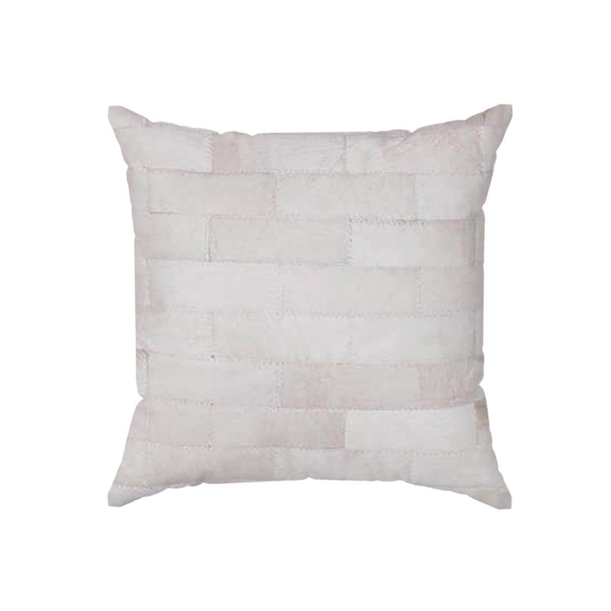 GENERICO - Cojín Decorativo de Cuero Vacuno 50 x 50 cm Cortes Blanco