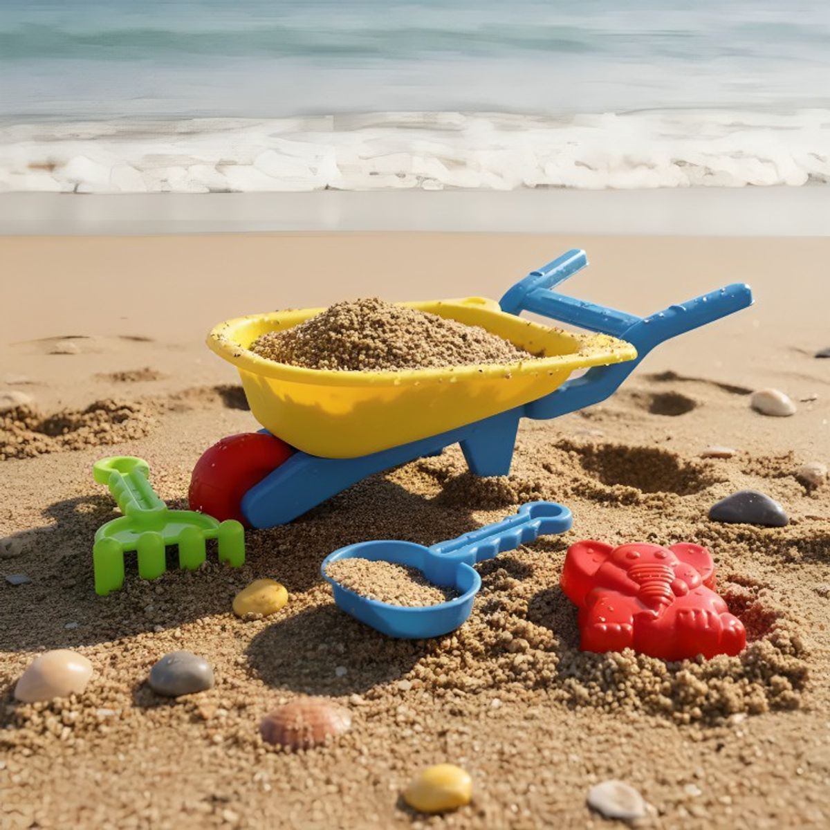 GENERICO - Set playa Carretilla 6 unidades Amarilla