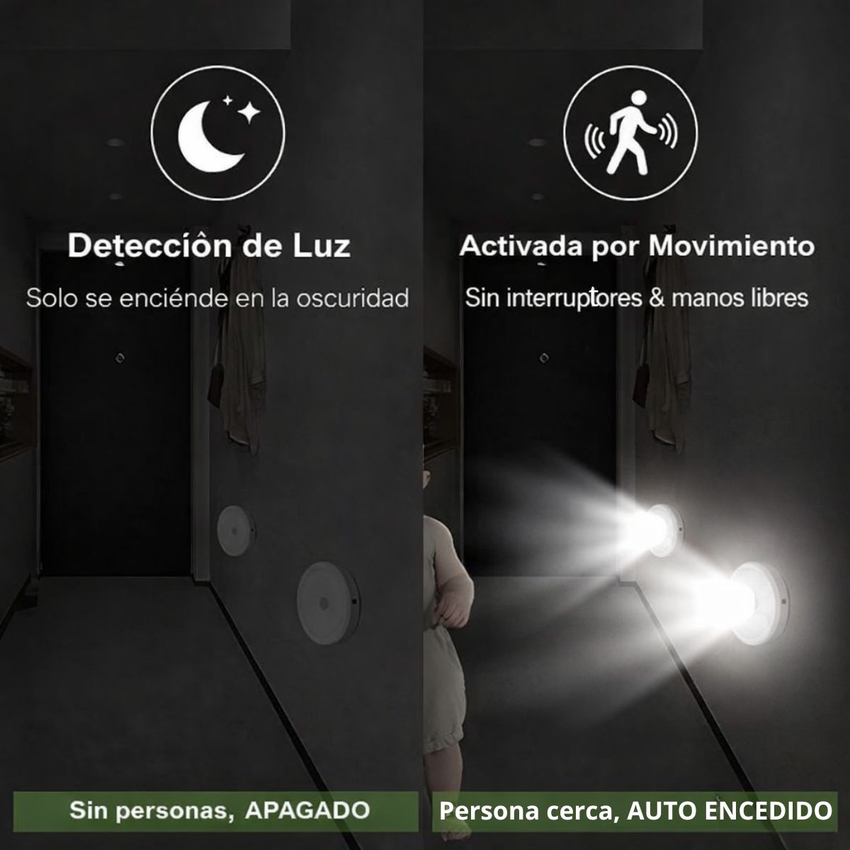 GENERICO - Lámpara Led Sensor Movimiento Recargable Closet Y Pasillos