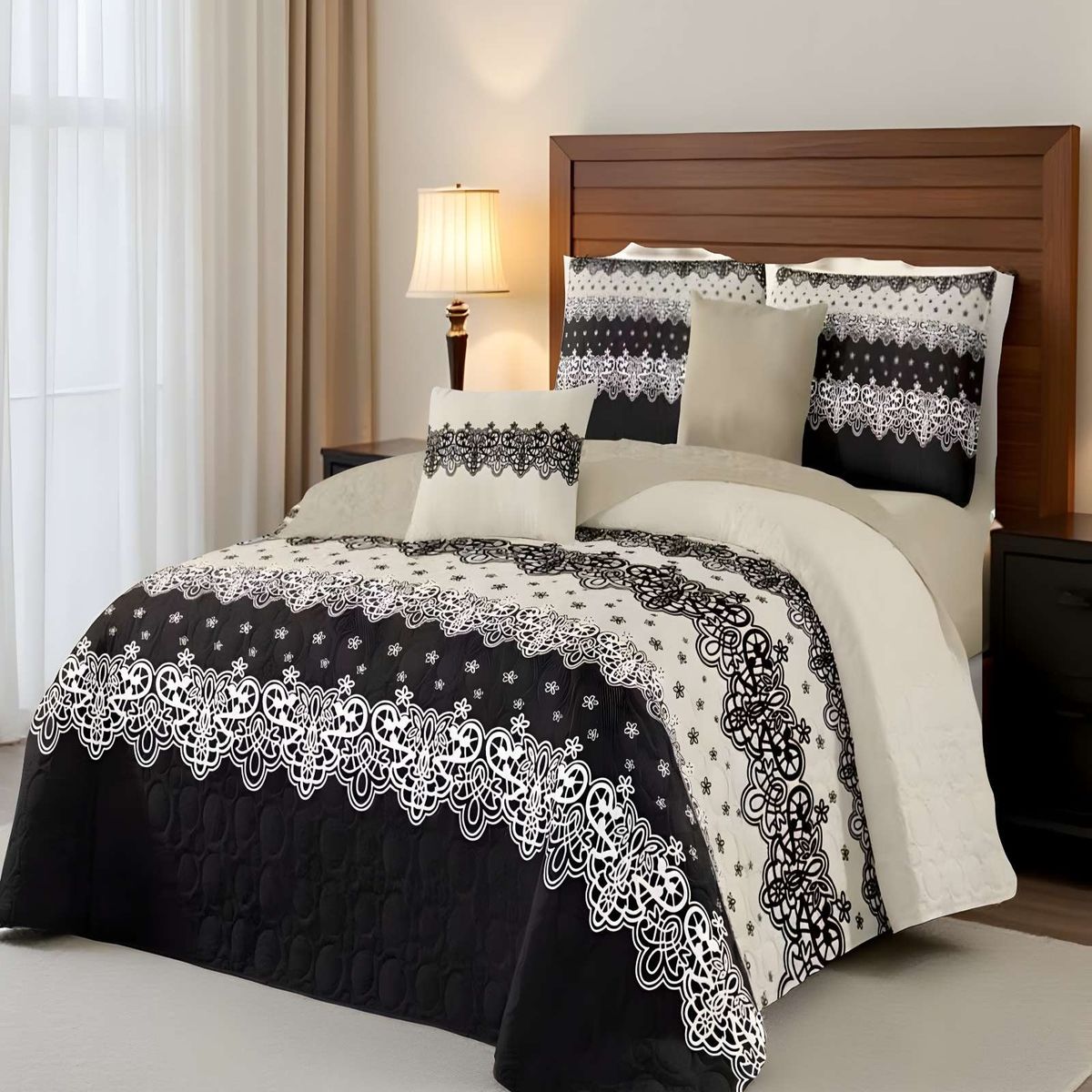 GENERICO - CUBRECAMA CON DISEÑOS  KING 250 X 270 CM + 2 ALMOHADAS P04