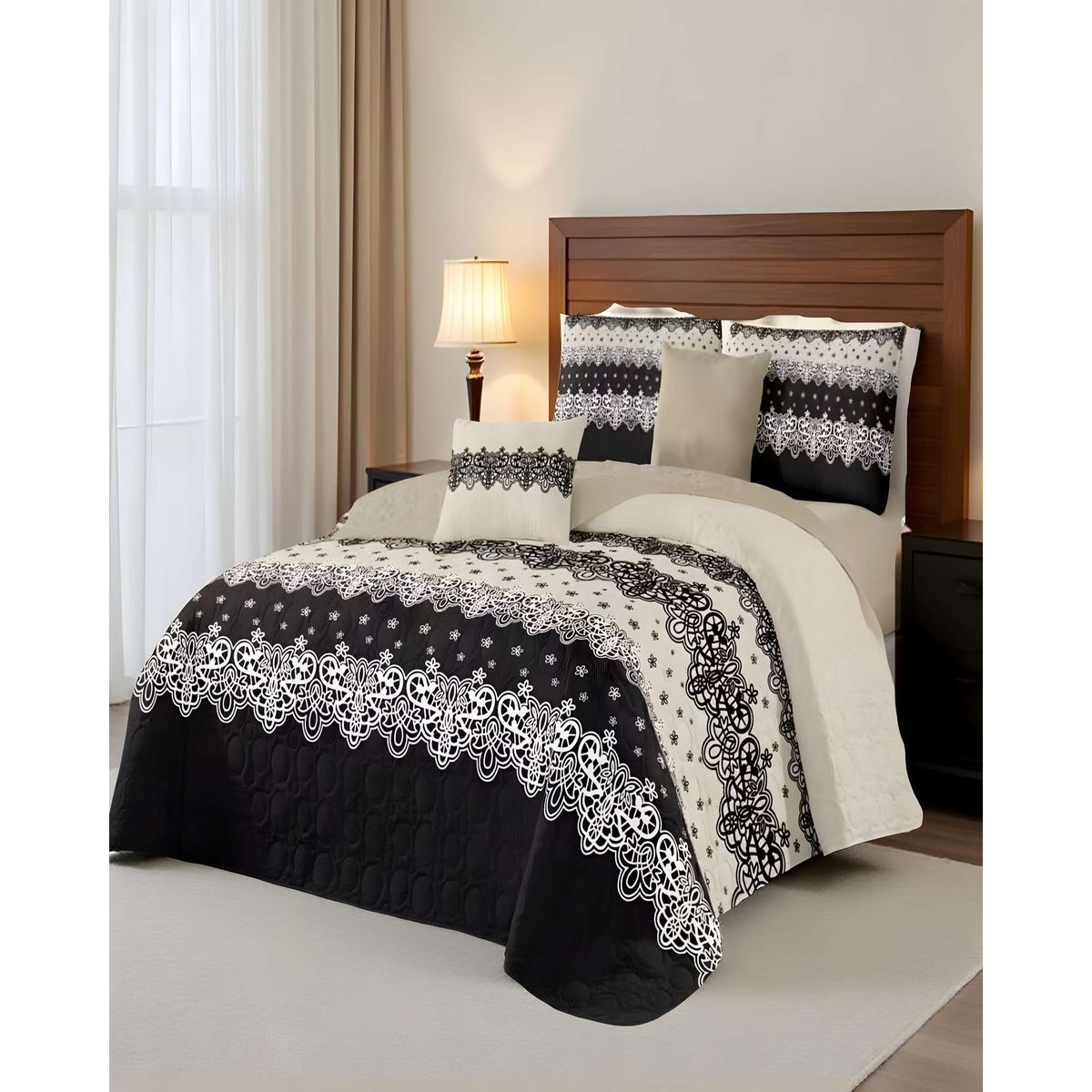 GENERICO - CUBRECAMA CON DISEÑOS  KING 250 X 270 CM + 2 ALMOHADAS P04