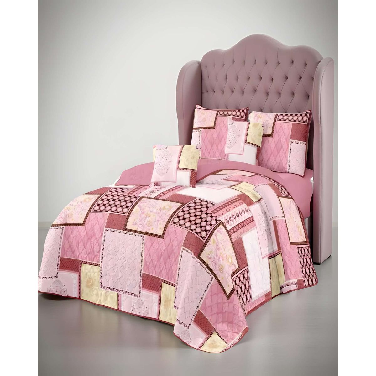 GENERICO - CUBRECAMA CON DISEÑOS  KING 250 X 270 CM + 2 ALMOHADAS P12