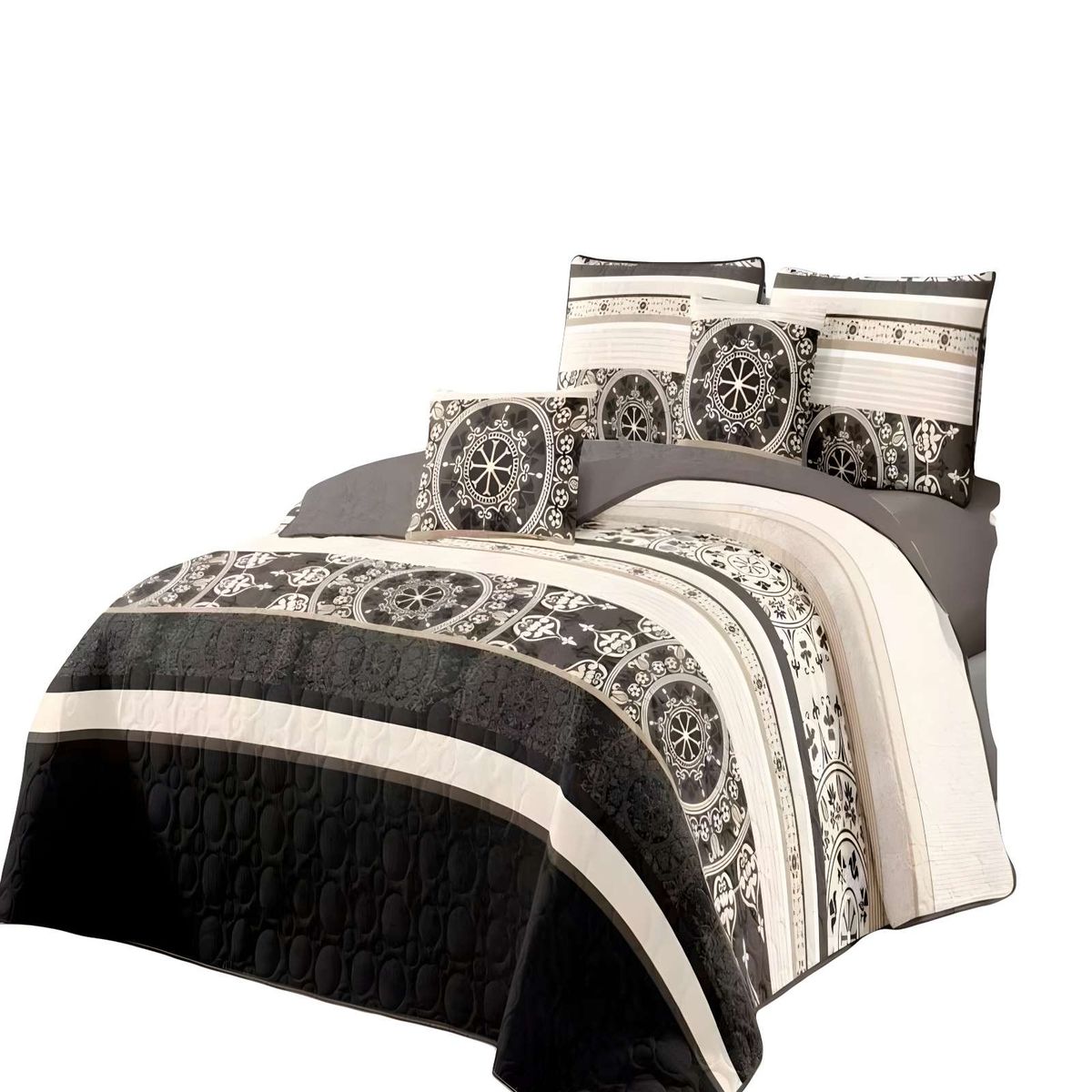 GENERICO - CUBRECAMA CON DISEÑOS  KING 250 X 270 CM + 2 ALMOHADAS P16