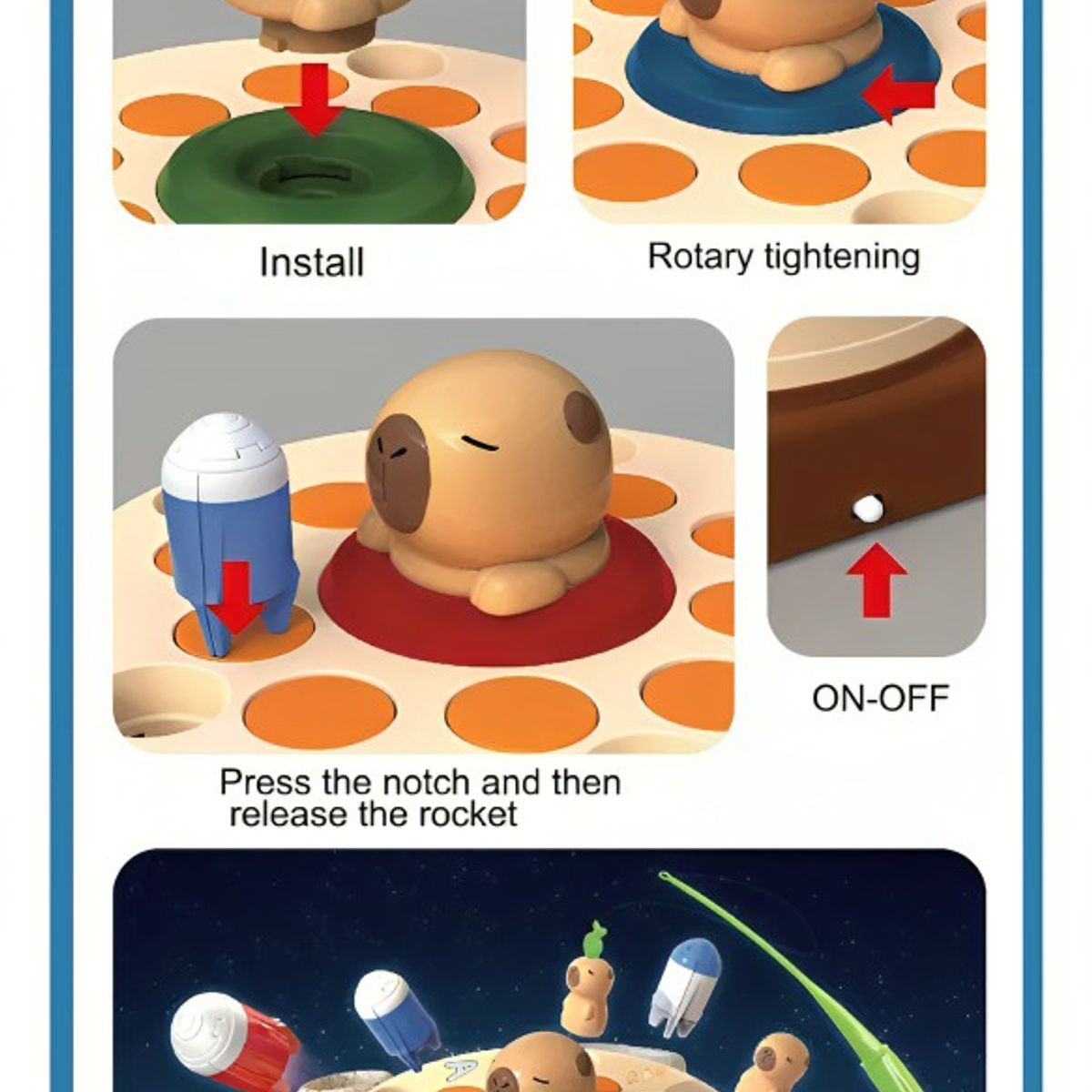 GENERICO - Juego Mesa de Pesca Giratorio Capibara