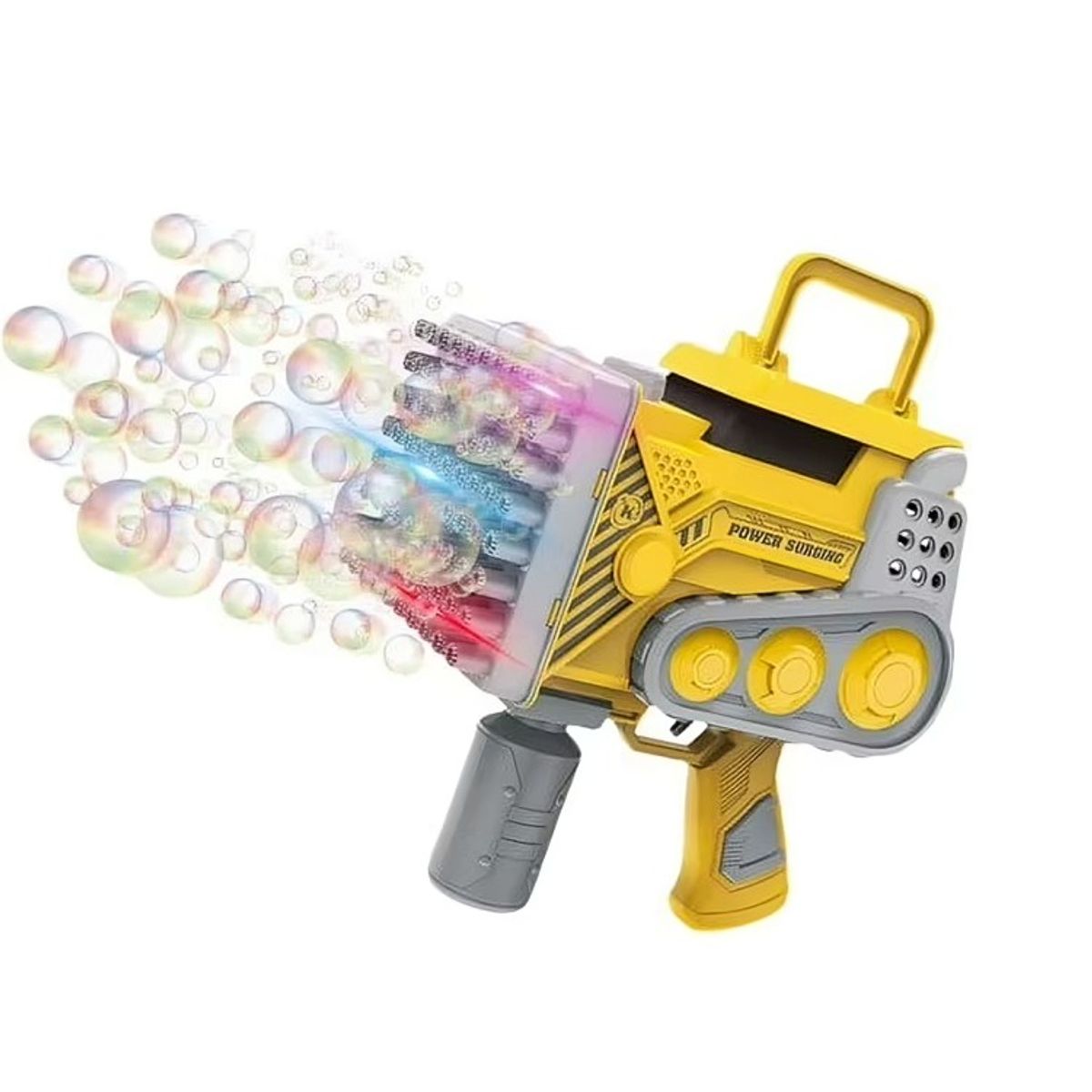 GENERICO - Pistola de burbujas Recargable con LUZ 80 orificios