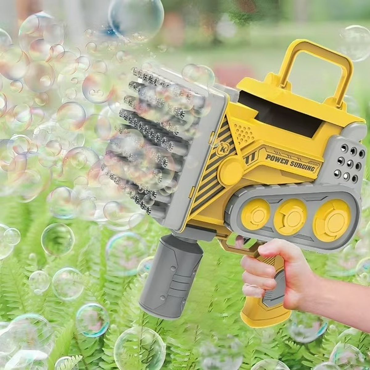 GENERICO - Pistola de burbujas Recargable con LUZ 80 orificios